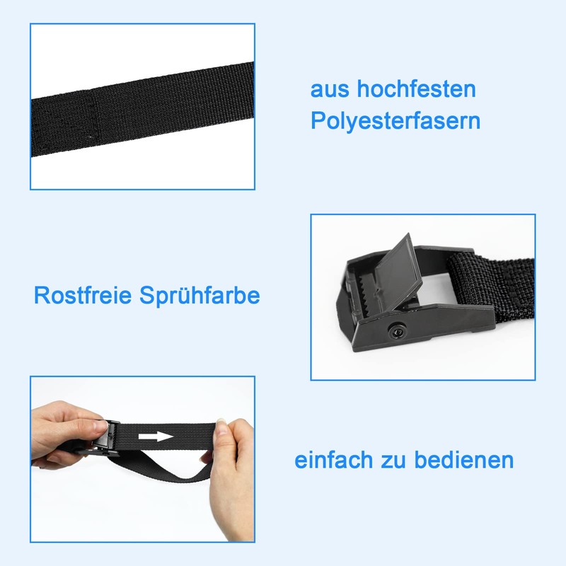 Pack of 4 Tie Down Straps with Ratchet 5 m,