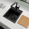 LQS Black Bar Sink, 16" x 18" Black Small RV