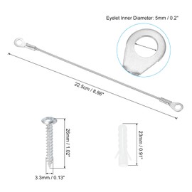 PATIKIL Cabinet Door Restraint Kit 2mm x 20cm, 6 Pack Stainless Steel Flexible Braided Cable Door Hinge Limiter for Limiting Chest Cupboard Door Opening Angle Swing
