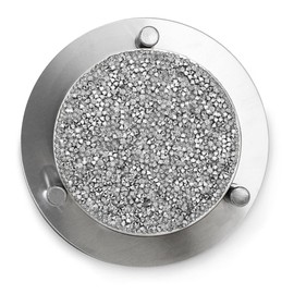 Luminous Coaster Set, Dazzling Rhinestones on Stainless Steel, Protective Backing, for Glamorous Coffee and Side Tables, Silver, 5', Set of 4 with Holder