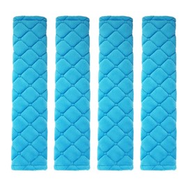 MIRKOO Car Seat Belt Cover Pad, 4-Pack Soft Car Safety Seat Belt Strap Shoulder Pad for Adults and Children, Suitable for Car Seat Belt, Backpack, Shoulder Bag, Laptop Computer Bag(4-Blue)