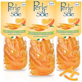Perle di Sole Candied Orange Peels in Powdered Sugar - Made in Italy Orange Peel Slices - Pack of 3 (3.5 oz | 100 g)