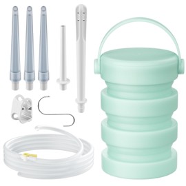 Gnegklean Silicone Collapsible Enema Bucket Kit, 1.2 Quart Enema Buckt, 5.3ft Enama Hos...