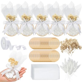 Misdary 103 Pcs 50 Set Wedding Almond Candy Favors For Guests include ring and Tulle Bag DIY almond candy souvenirs for Engagement Bridal Shower Italian Wedding Tradition Gift (No marzipan)