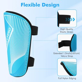 Shin Guards Soccer Kids Youth Toddler Protective Shin Pads Football Gear Equipment Lightweight Breathable Adjustable Straps for 2-4 5 6 8-9 10-12 Years Children Teens Boys Girls (Blue, S)