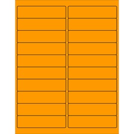 Tape Logic Aviditi Tape Logic 4" x 1" Fluorescent Orange Shipping Address Labels, for Laser & Inkjet Printers, Permanent Adhesive, 8 1/2" x 11" Sheet, 20 Labels Per Sheet, 100 Sheets