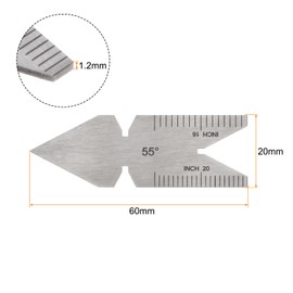 HARFINGTON 2pcs Center Gauge 55 Degree Thread Cutting Angle Gauge Stainless Steel Lathe Cutting Tool, Thread Pitch Increment 16/20/24/32thd