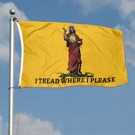 Cayyon I Tread where I Please Flag Christ Our King Flag Banner Outdoor Indoor Decoration Flag 3x5Feet Double Stitched Polyester with Brass Grommets