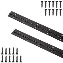 AKOLAFE 16 Inch Black Piano Hinge Heavy Duty 2 Pack Stainless Steel Piano Hinge 1.2” Wide Continuous & Piano Hinges with 32Pcs Screws Continuous Hinge with Holes for Boat Cabinet Door Box Furniture