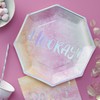 Ginger Ray Iridescent Hooray Rainbow Paper Party Plates - Iridescent