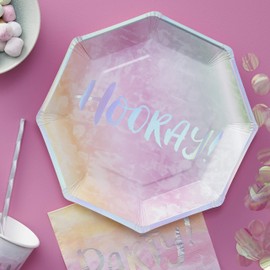 Ginger Ray Iridescent Hooray Rainbow Paper Party Plates - Iridescent Party