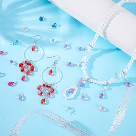 PH PandaHall 12 Gradient Colours Crystal Dangle Charms 96pcs Transparent Glass Pendants Teardrop Charms Dangle Bead with Silver Copper Loops for Jewellery Making Necklace Bracelet Earring Crafts