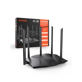 Tenda AX3000 WiFi 6 Gaming Router Dual Band Gigabit Wireless Router for Home, Long Range Coverage with 5 * 6dBi High-Gain Antennas, High Speed with 4 Gigabit Ports, Support WPA3, VPN(RX12Pro)