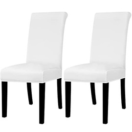 Lellen Dining Chair Covers Set of 2, Stretch Chair Covers Dining Chair Slipcovers Removable Washable Reusable Home & Kitchen Decor Protector Dining Room Chair Covers,White