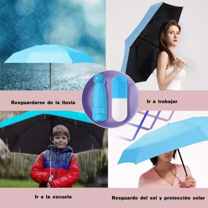 Didier Market Mini Paraguas Portátil Plegable Sombrilla Cápsula Anti Uv