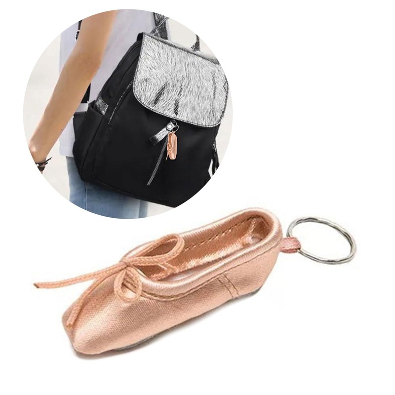Montesy Handcrafted Ballet Shoe Keychain Silk Pointe Shoe Keyrings Elegant