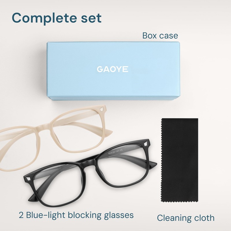 Gaoye Blue Light Blocking Glasses - Fashion Square Eyeglasses, Anti