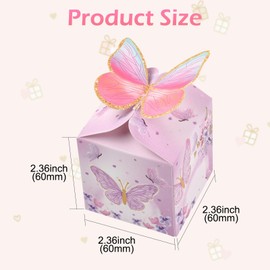 Stiesy 20 Pcs Pink & Purple Butterfly Favor Boxes Mini Gift Bags for Wedding Birthday Party Favors 2.36" x 2.36" x 2.36" Candy Cookie Present Packaging for Women Brides