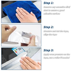 Winmist Glimpse 3Pack Aluminum Foil Tape 2 Inch x 164 Ft / 55 Yards HVAC Tape Withstand -4℉ to 176℉ Foil Duct Tape Perfect for Insulation, Dryer Vents and Metal Repair Sealing