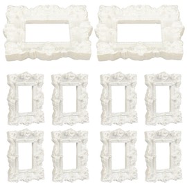 SEWACC Pack of 10 Small Antique Photo Frames Mini Vintage Miniature White Frame Nail Art Photo Frame Baroque Picture Frame Wall Hanging Antique Photo Frame for Salon Home Decor