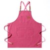 DEVECHO Chef Apron Medium-Thick Cotton Canvas,Cross Back with Multiple Pockets