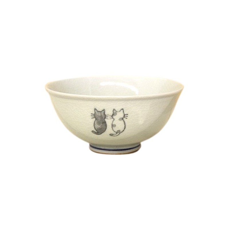 Matsumoto Pottery 11539 Nyanko Rice Bowl (Large)