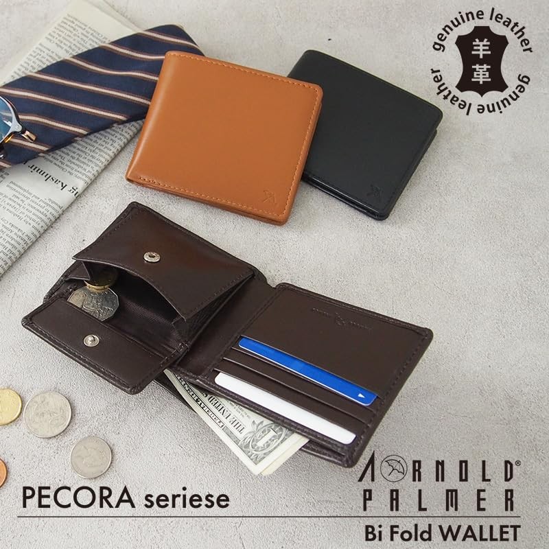 Arnold Palmer APS-3205 Men's Bifold Wallet, Sheepskin, Sheepskin, Braun