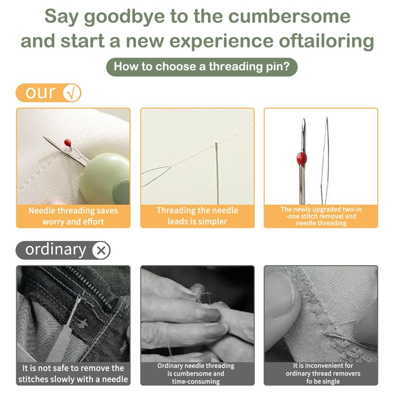 Wbgraceful 2 in 1 Automatic Needle Threader Seam Ripper -