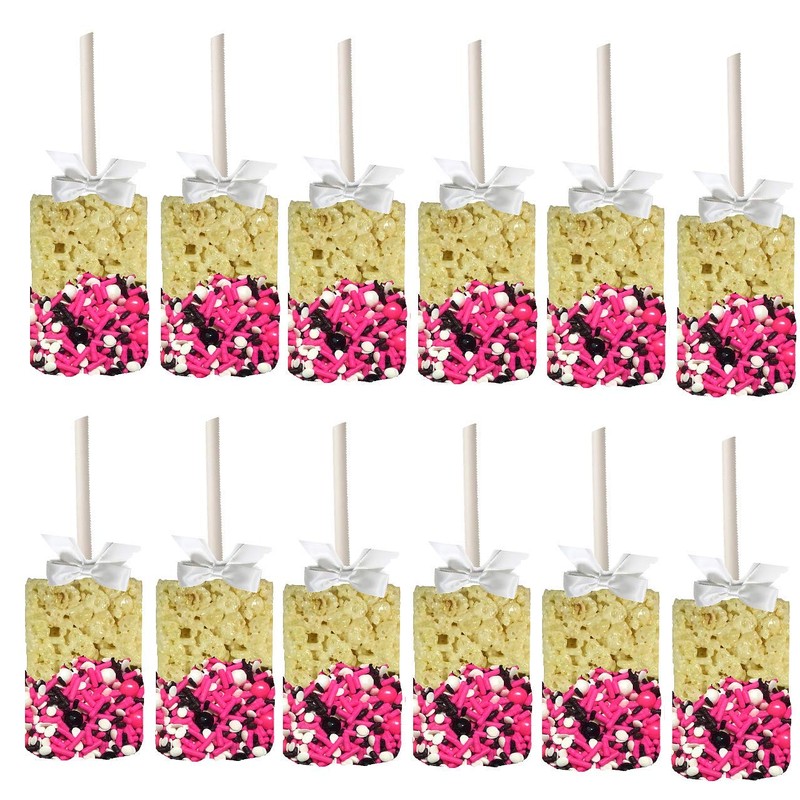 Pink Black White Edible Confetti Sprinkles Cake Cookie Cupcake IceCream