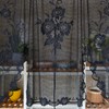 NewWPKIRA 1 Panel Black Floral Embroidery Sheer Lace Curtain Valance