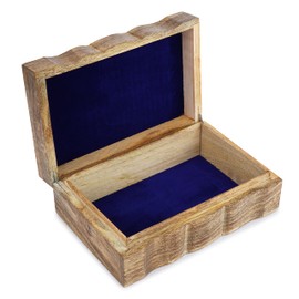 Ajuny Wooden Hand Carved Decorative Jewelry Storage Box with Moon Carvings Multipurpose Trinket Holder Keepsake Travel Treasure Chest Watch Box, Great Gifts 9x6 Inch