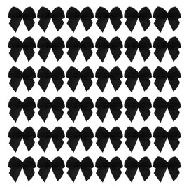 sourcing map 80Pcs Mini Ribbon Bow 1" Mini Fabric Satin Ribbon Flower Bows for Craft DIY Sewing Wedding Birthday Party Black