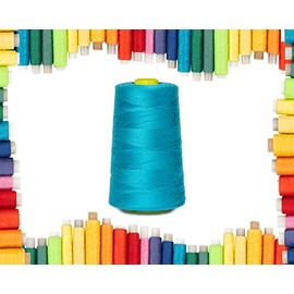 Rohans Overlock Yarn 40/2 (120), 5000 Yards (4570 Meters) Sewing Thread Cones, Sewing Machine Multi Colour Yarn Cones, 100% Polyester Material (Turquoise, 1)