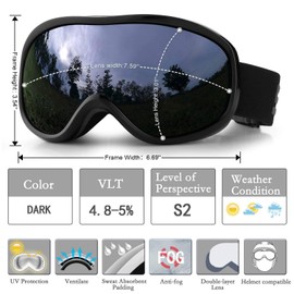 SPOSUNE Ski Goggles 100% UV400 Protection Skiing Goggle with Anti-Fog Spherical Dual Lens,OTG Snow Snowboard Goggles for Men Women Youth,Helmet Compatible Windproof Impact Resistant