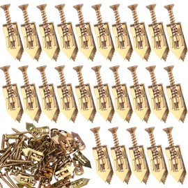 Isslly 40pcs Self Drilling Drywall Anchors with Screws Kit, Metal Expansion Screws, Heavy Duty Wall Anchors for Hanging Picture Frames Wall Sconces Curtains Clocks- Gold