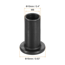 QUARKZMAN M8 T-Nuts, 20 Pieces Carbon Steel Hex Socket Insert Nut Screw Post Sleeve Nut for Furniture 20 mm Height, Black