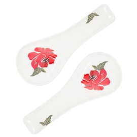 Lashuma Spoon rests, colourful poppy, set of 2 cutlery shelves, ceramic, spoon holder, 27 x 10 cm
