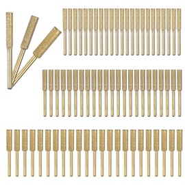 M METERXITY 72-Pack Diamond Chainsaw Sharpener, 5/32", 3/16", 7/32" High Hardness Grinding Stone Chainsaw Sharpening Kit for Electric Chainsaw Sharpener/Stone Carvings [3mm Gold]