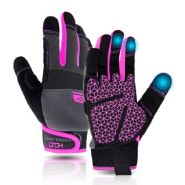 AIGEVTURE - Guantes de trabajo para mujer con agarre, guantes de trabajo para mujer, visualización táctil, guantes de trabajo mecánico transpirable, ligeros, color rosa, XS