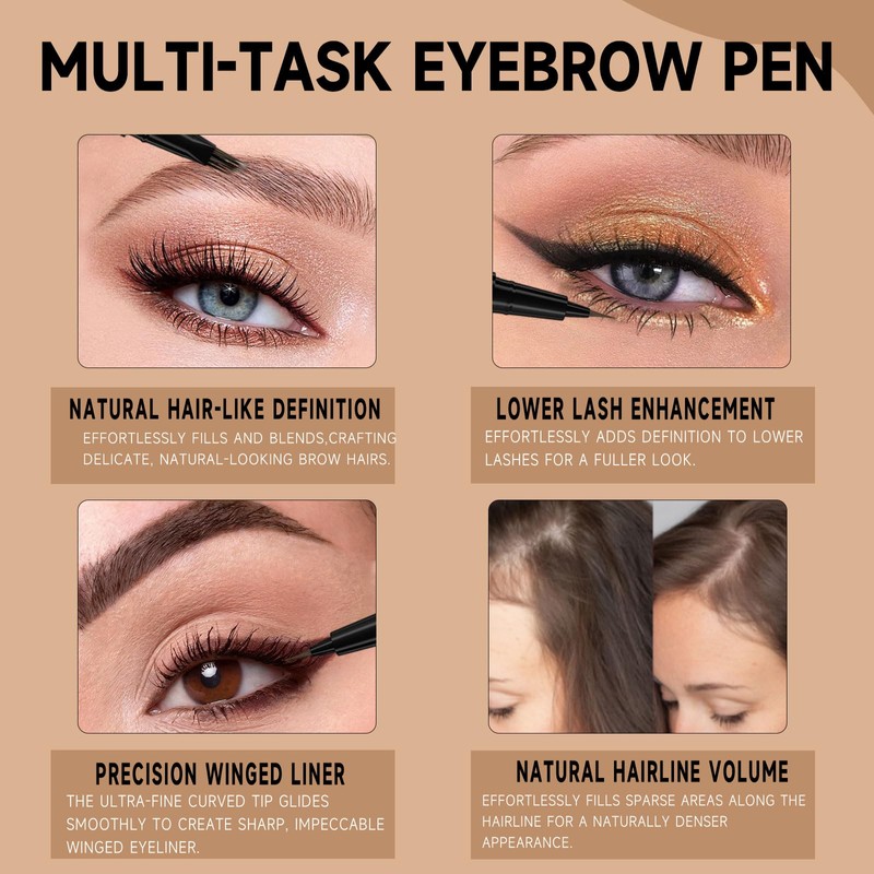 Eyebrow Pen for Women - Dual-Ended Microblading Pen with Multi-Prong