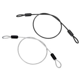 PATIKIL 2 Pcs 1/8" Dia Vinyl Coated Stainless Steel Cable with Loops, 1.6ft (20") Flexible Wire Rope Security Chain Lanyard Lock for Outdoor Stage Lighting Luggage Lock, Black/Transparent