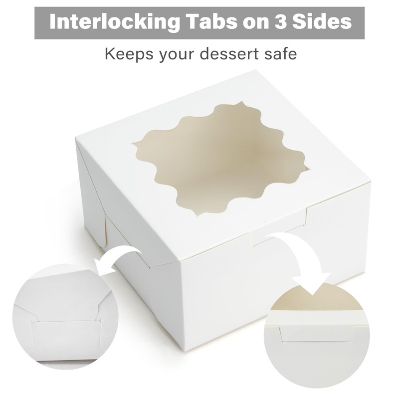 LotFancy 60pcs Small Cookie Boxes, 4x4x2.5 Inches, Bakery Boxes with
