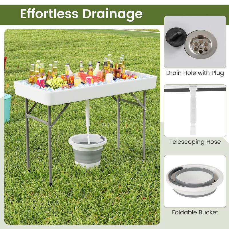 KOTEK Folding Ice Cooler Table, 4 FT Portable Ice Table