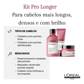 Kit de Tratamiento Loreal Pro Longer Shampoo, Mascarilla, Leave In                                                                                    