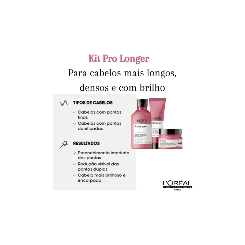 Kit de Tratamiento Loreal Pro Longer Shampoo, Mascarilla, Leave In