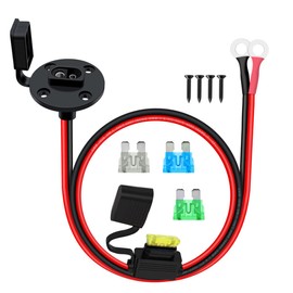 HuaLiSiJi SAE Power Socket Sidewall Port 10AWG SAE to O Ring Terminal with Fuse 12V 24V Compatible with Solar Generator Battery Charger, for Solar Accessories, Motorcycle, Car ﻿ (3.2 FT)