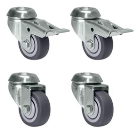 Transport Castors with Back Hole Furniture Castors with Brake - Swivel Castors 50 mm Heavy Duty Castors Traceless Rolling Castors for Furniture Work Table Workshop Small Wheels Rolling Board Transport