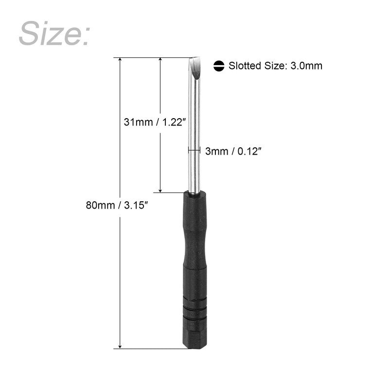 uxcell Mini Slotted Screwdriver, 3.0mm Flat Head for Watch Eyeglasses