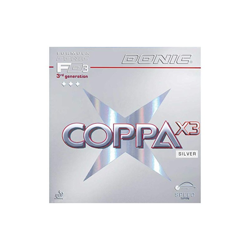 Donic Coppa X3 Silver Table Tennis Rubber (Black, 2.0 mm)