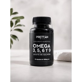 PrettánXIII Omega 3, 5, 6 y 9, aceite de Salmón Frasco C/ 30 Cápsulas